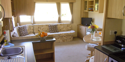 The lounge of one of our holiday homes at Setmabanning Caravan Park